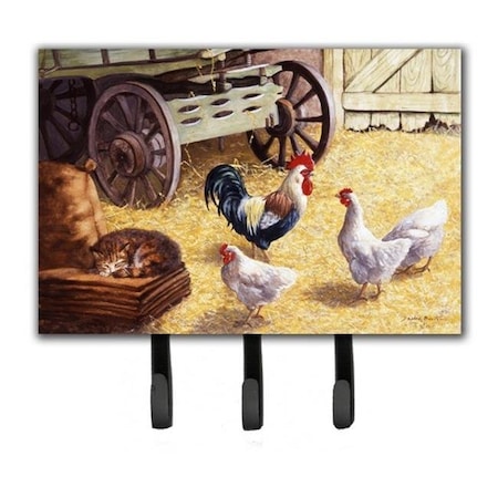 Jensendistributionservices Rooster & Hens Chickens in the Barn Leash or Key Holder MI260504